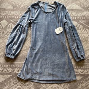 Altar’d State Powder Blue, long sleeve, Velvet dress, size Small
